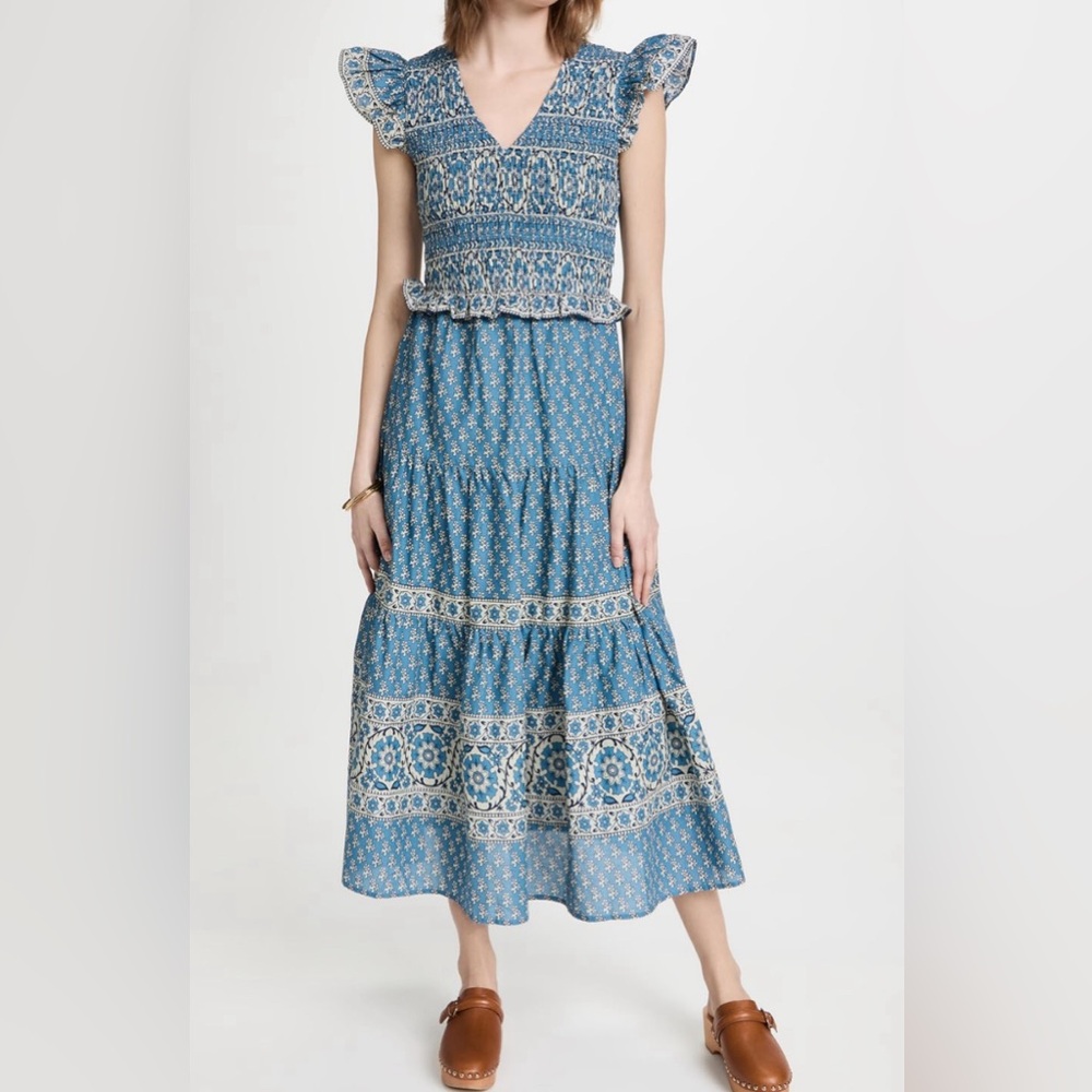 Sea Smocked Tiered Midi Dress